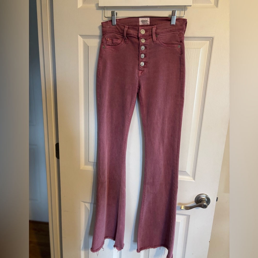 High-Waisted Button-Fly Jeans in Mauve